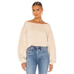 We the Free Rosey Pullover Sand Casual Basic Neutral Sweatshirt Raw Hem Medium
